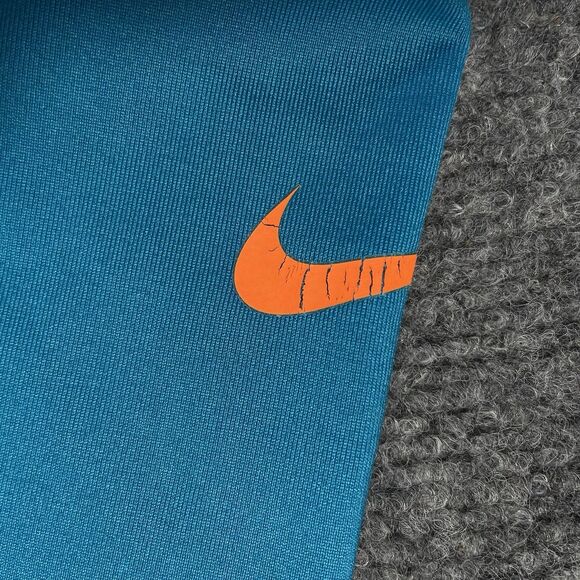 Nike Pro Combat Top Women’s Small Blue Dri-Fit Therma Fitted Thumb Holes Swoosh - Picture 3 of 13